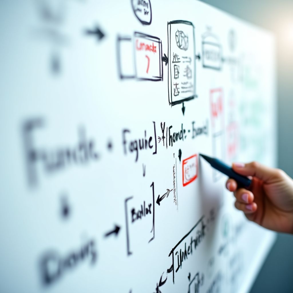 Pizarra con estrategias financieras